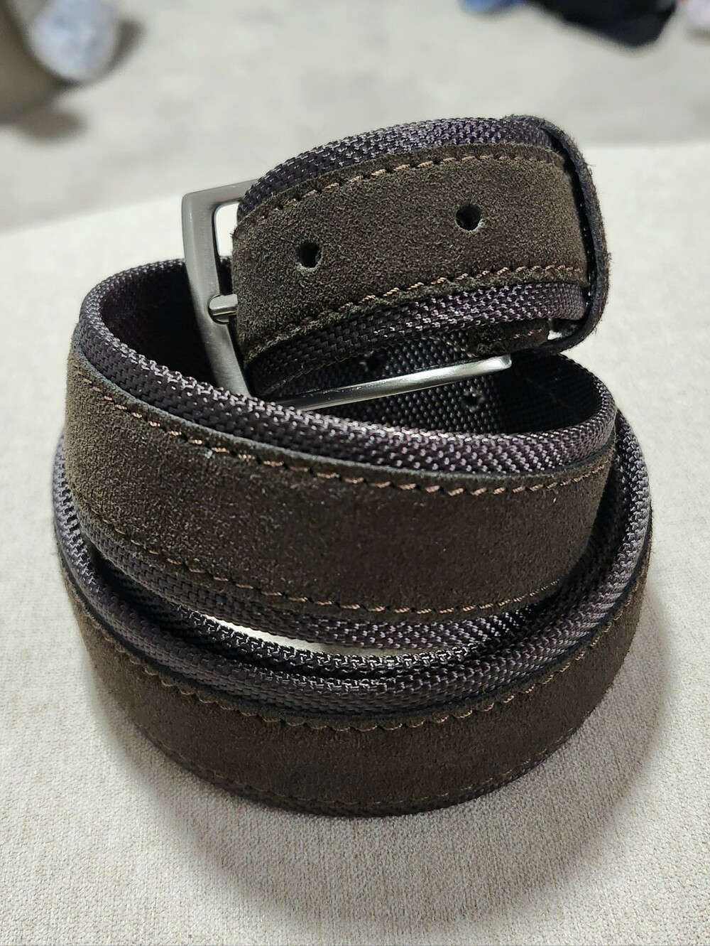 Jennifer Tattanelli Men's Hand Crafted Brown Suede Belt Made Italy Silver Buckle